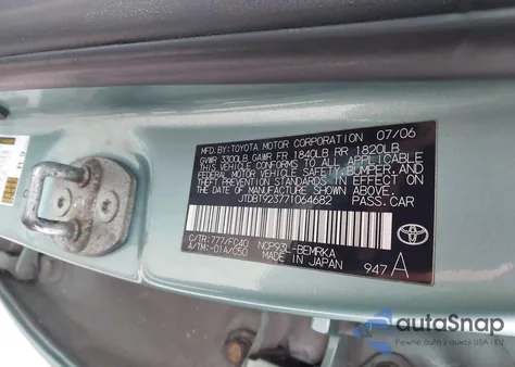 2007 Toyota Yaris из США, поврежденный, VIN JTDBT923771064682